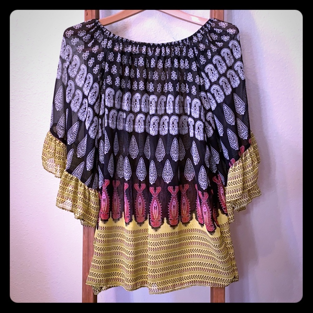 YAHADA Small Oversized Chiffon ruffle shirt top